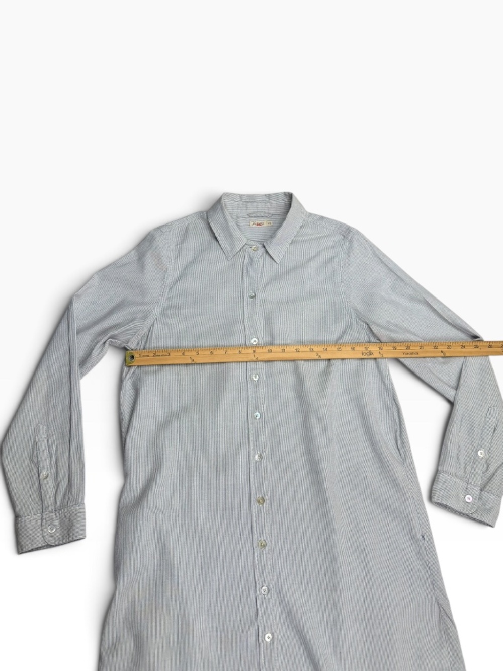 Faherty Pinstripe Shirt Dress Womens M Blue White Cotton Lyocell Button Front - Picture 8 of 10